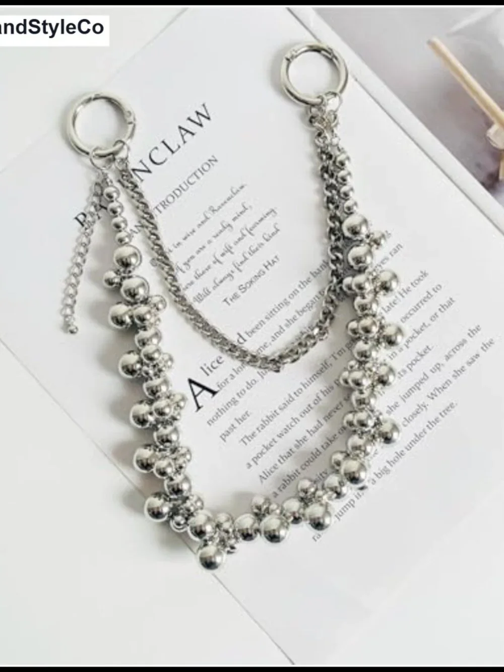Silver Detachable Chain Keychain for Women, Chunky Bead Chain Bag Charm